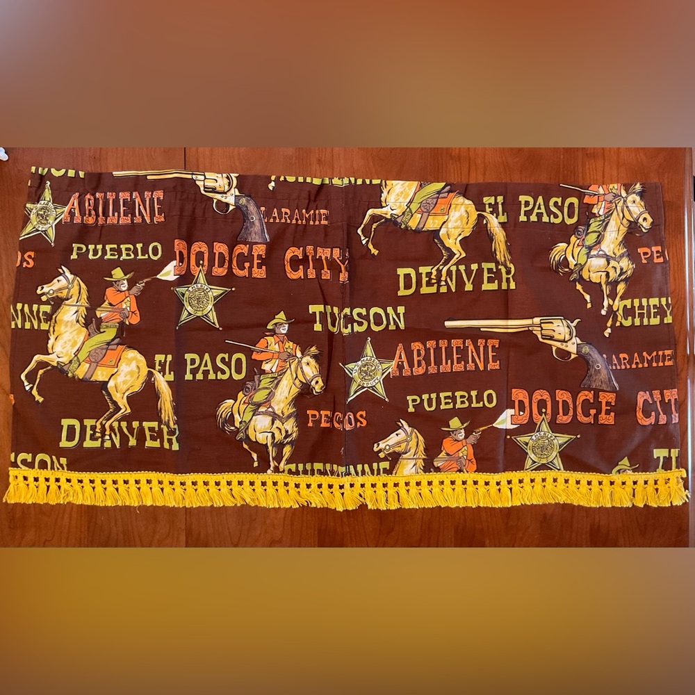 MCM Western Themed Brown and Yellow Valance Curtain